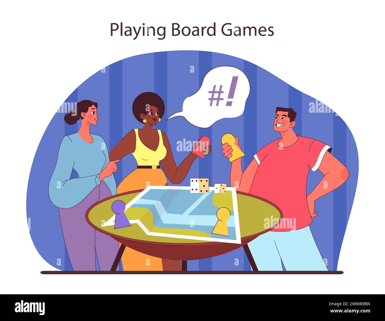 Board games concept. Friends compete and enjoy strategy and luckbased games. Interactive and