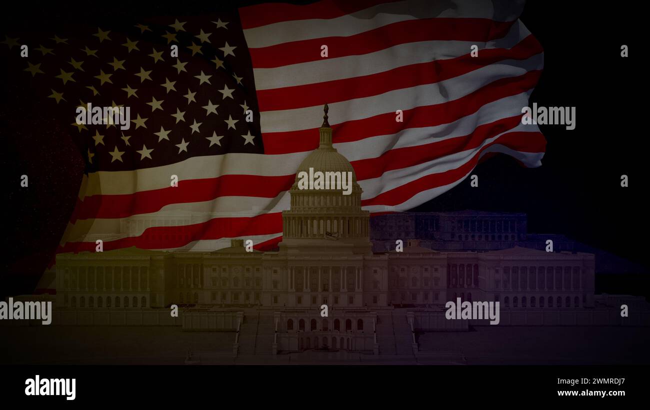 United States, Capitol Washington. Background for 4th Independence Day of July, Veteran’s Day, Memorial Day or President’s Day. Stock Photo