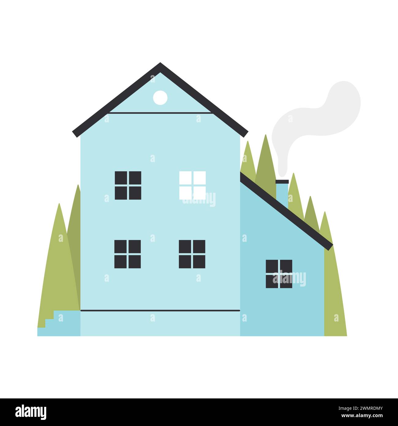 Cozy village cottage. Countryside tiny house, residential building cartoon vector illustration Stock Vector