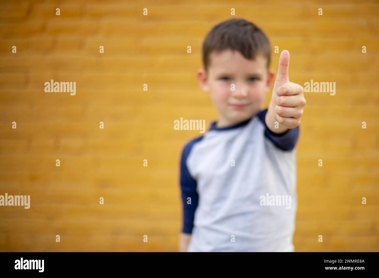 Boy Giving Thumbs Up to Camera Stock Photo