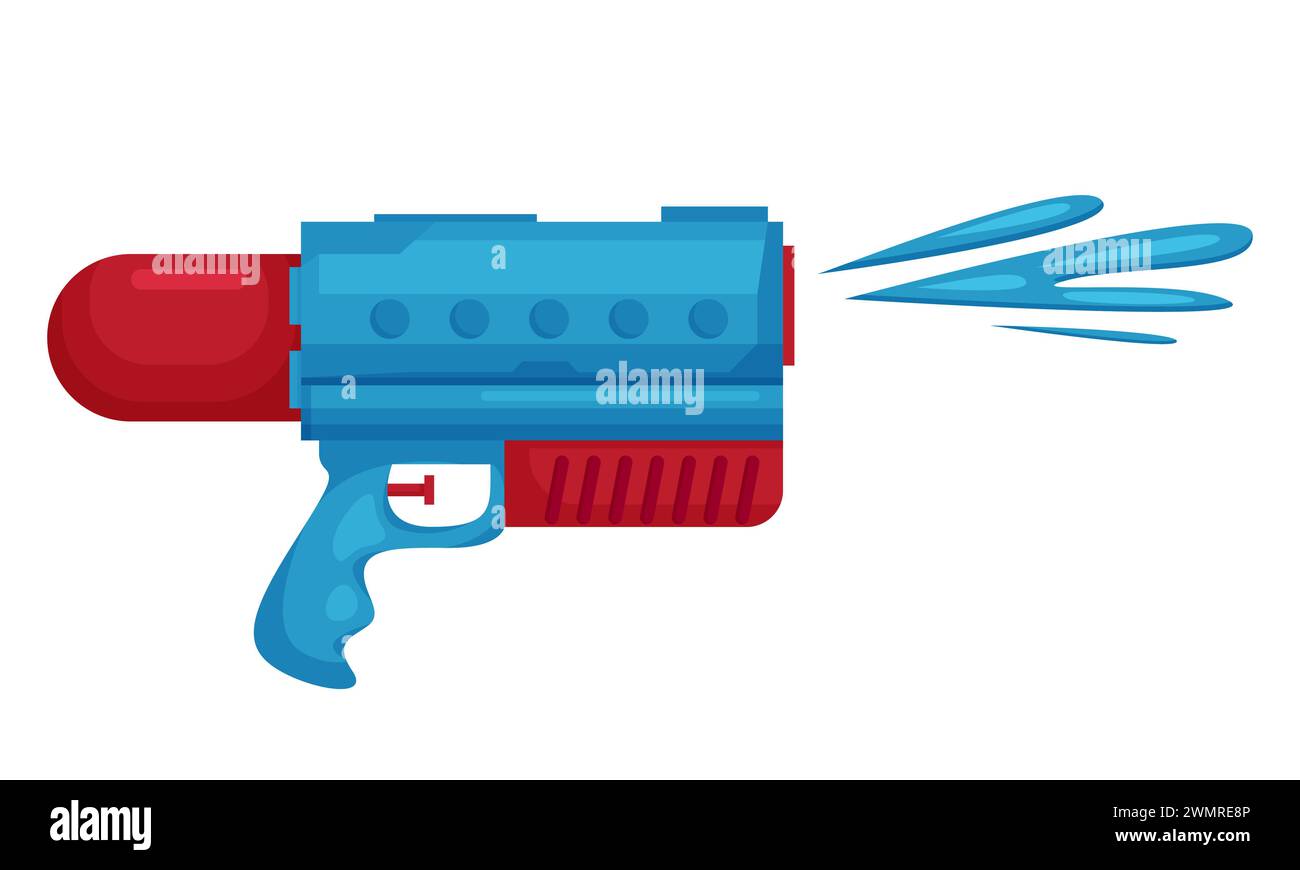 Water weapon toy shoot splash. Summer water gun, pistol toy cartoon