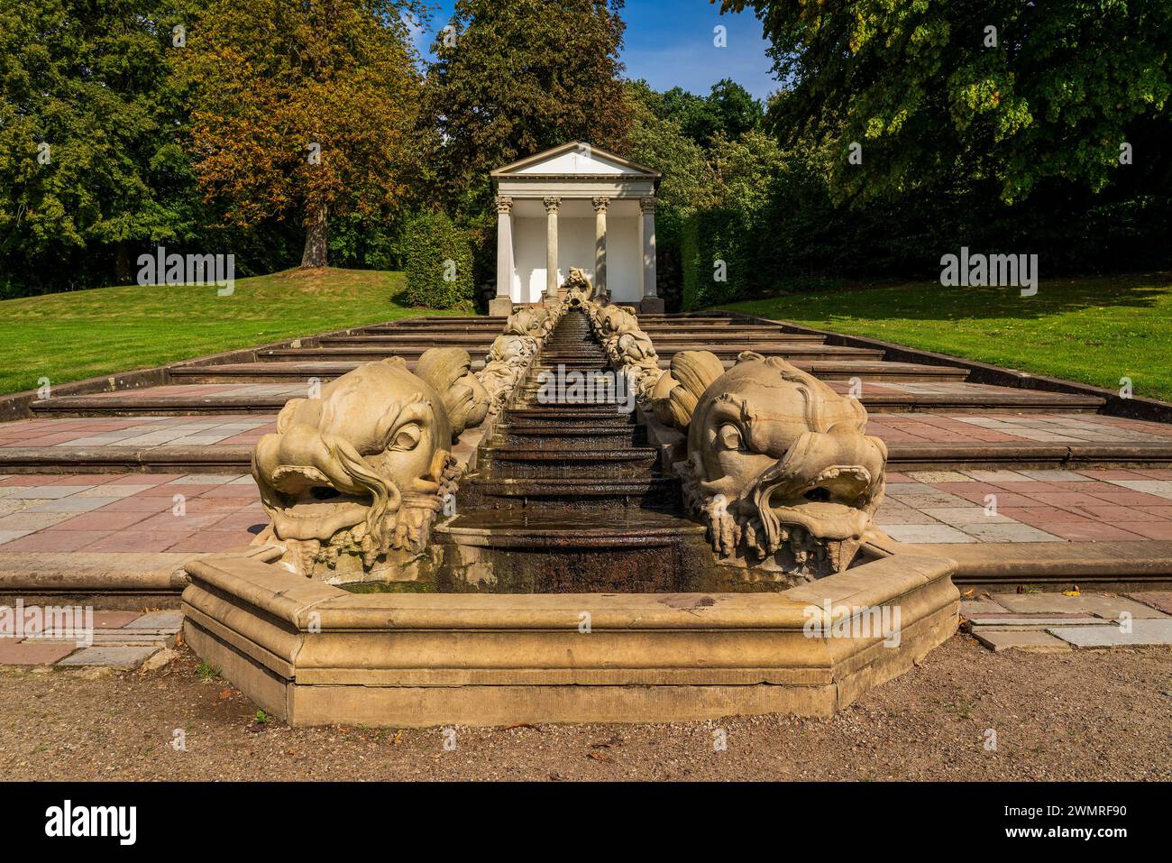 View of fountain in Neuwerkgarten in Gottorf Castle in Schleswig, Germany. Stock Photo