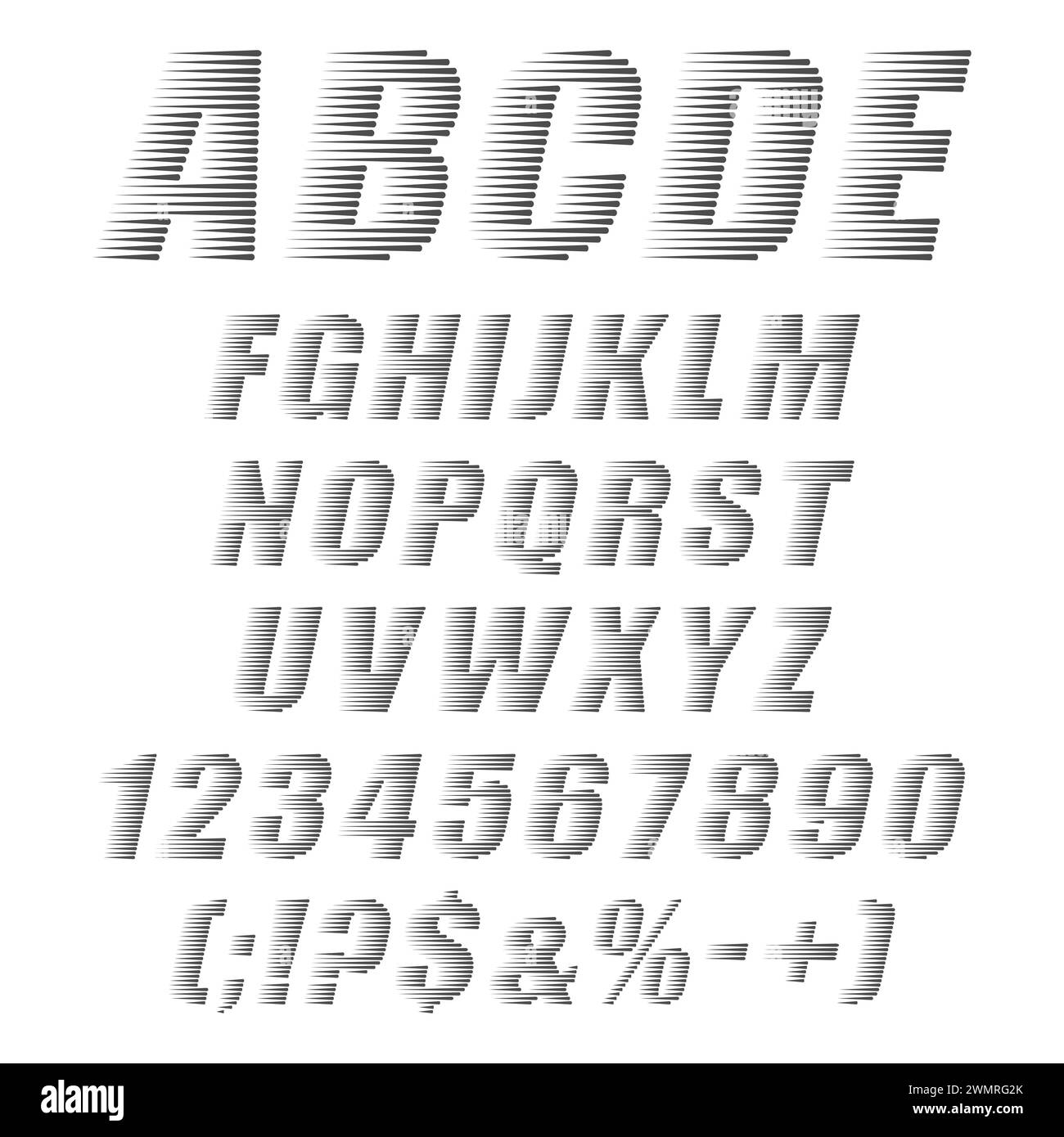 Flying alphabet, letters, numbers and signs. Isolated vector objects on