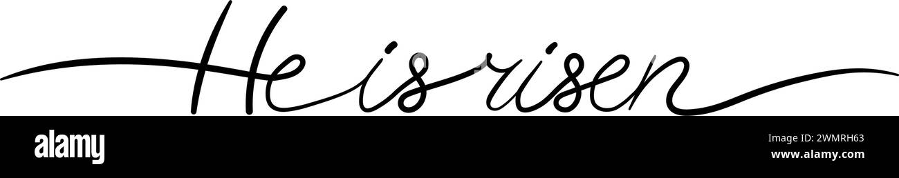 He is risen one continuous line lettering vector illustration Stock Vector