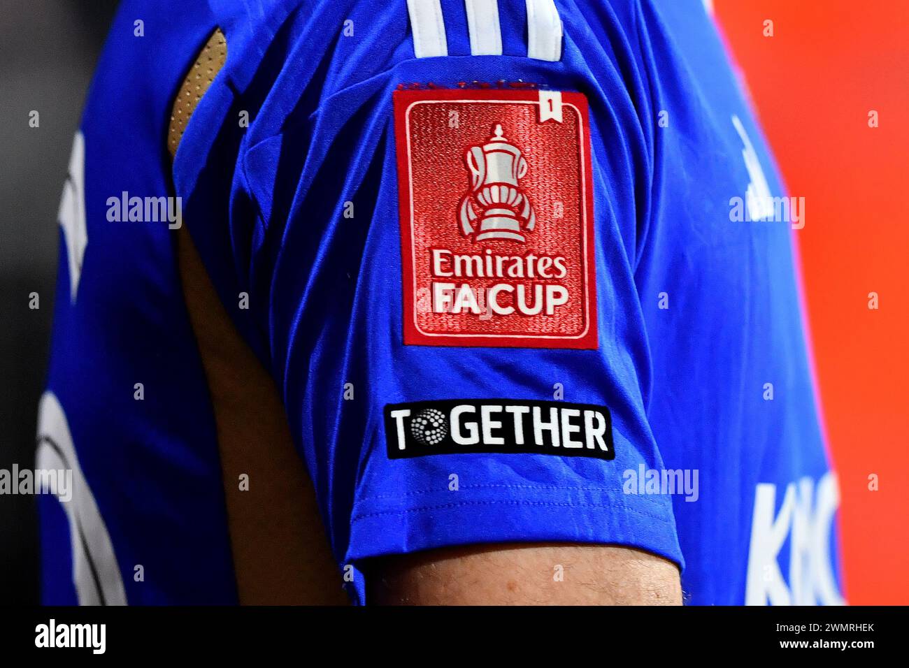 Bournemouth, UK. 27th Feb, 2024. The Emirates FA Cup logo is seen on a Leicester City shirt during the AFC Bournemouth v Leicester City FC Emirates FA Cup 5th Round match at the Vitality Stadium, Bournemouth, England, United Kingdom on 27 February 2024 Credit: Every Second Media/Alamy Live News Credit: Every Second Media/Alamy Live News Stock Photo