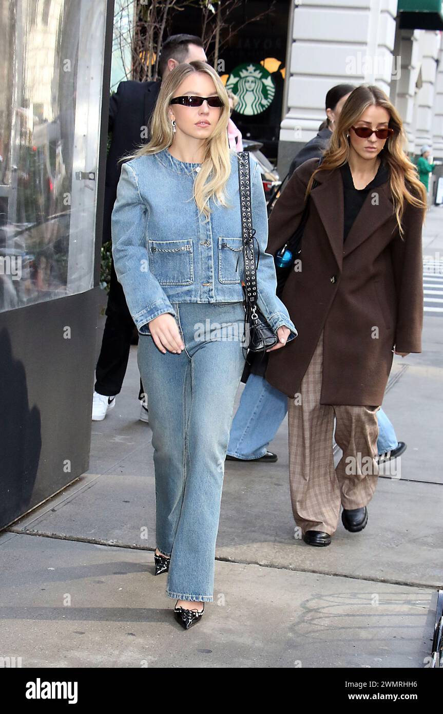 February 27, 2024 Sydney Sweeney guest host of Saturday Night Live leaving to 30 Rock in New York. February 27, 2024Credit: RW/Mediapunch Stock Photo