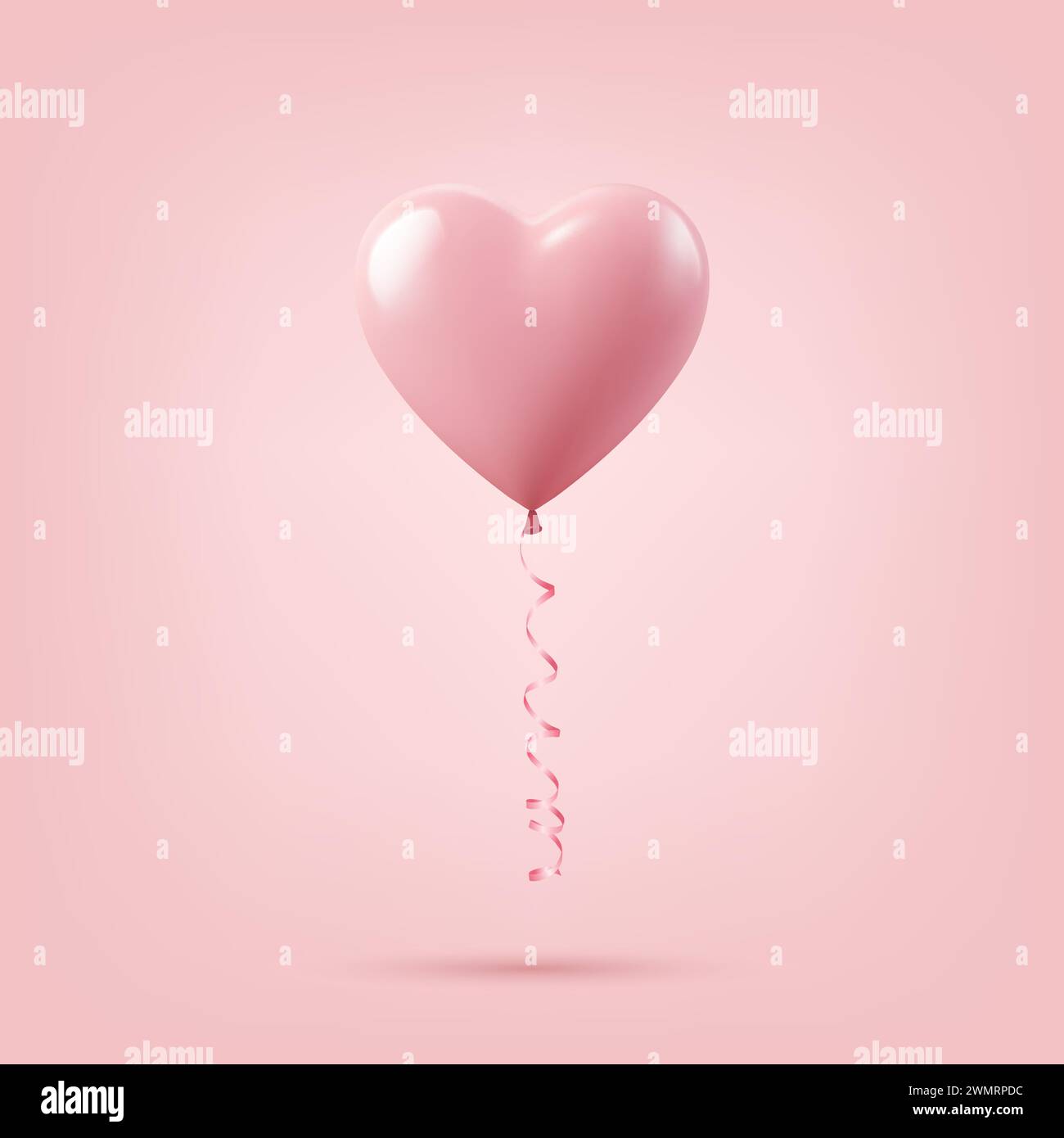 Vector 3d Realistic Pink Heart Shaped Balloon Closeup Isolated on a ...