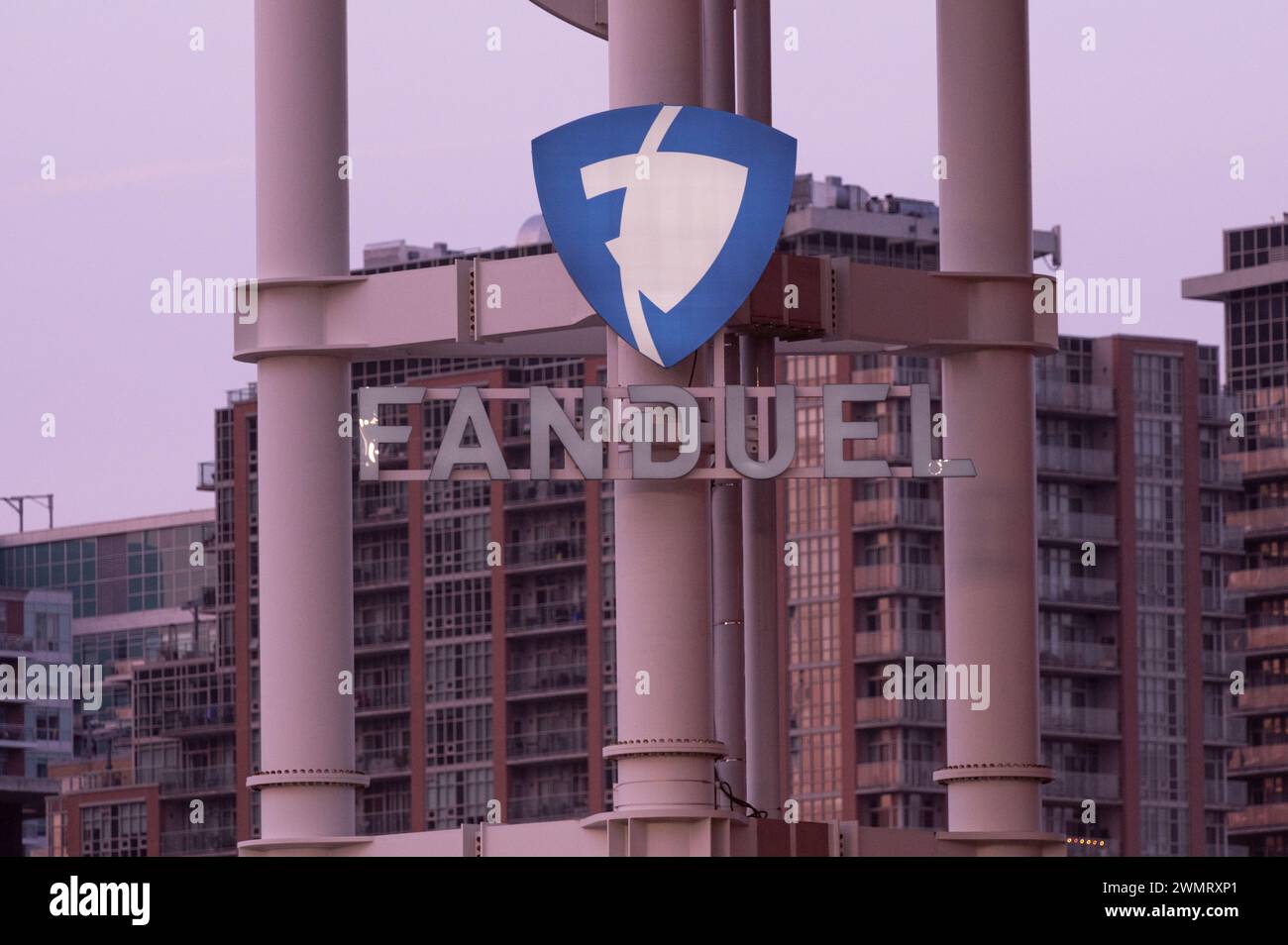 Toronto, ON, Canada – August 5, 2023: View at the Fanduel company sign in Toronto Stock Photo