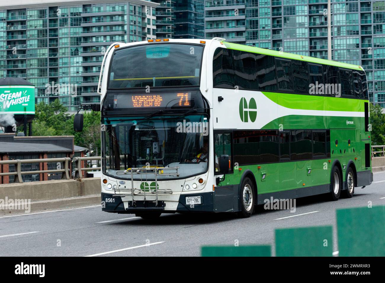 Toronto, ON, Canada – August 23, 2023: View at the Go company sign in the bus Stock Photo