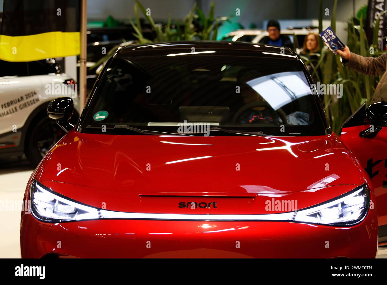 Smart Car seen during automobile Exhibition in Giessen Hessenhallen. Stock Photo
