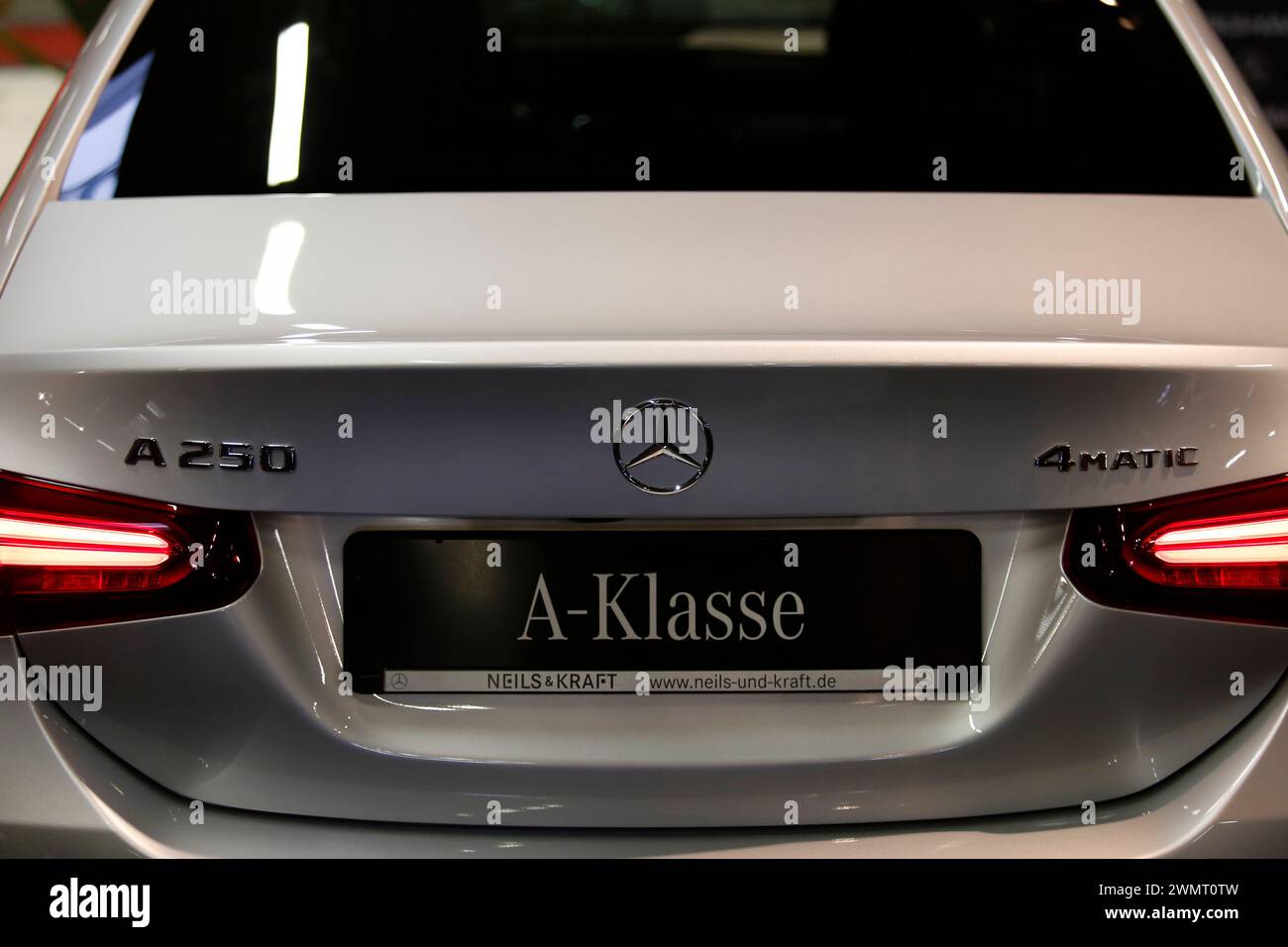 Mercedes Benz A250 seen during automobile Exhibition in Giessen Hessenhallen. Stock Photo