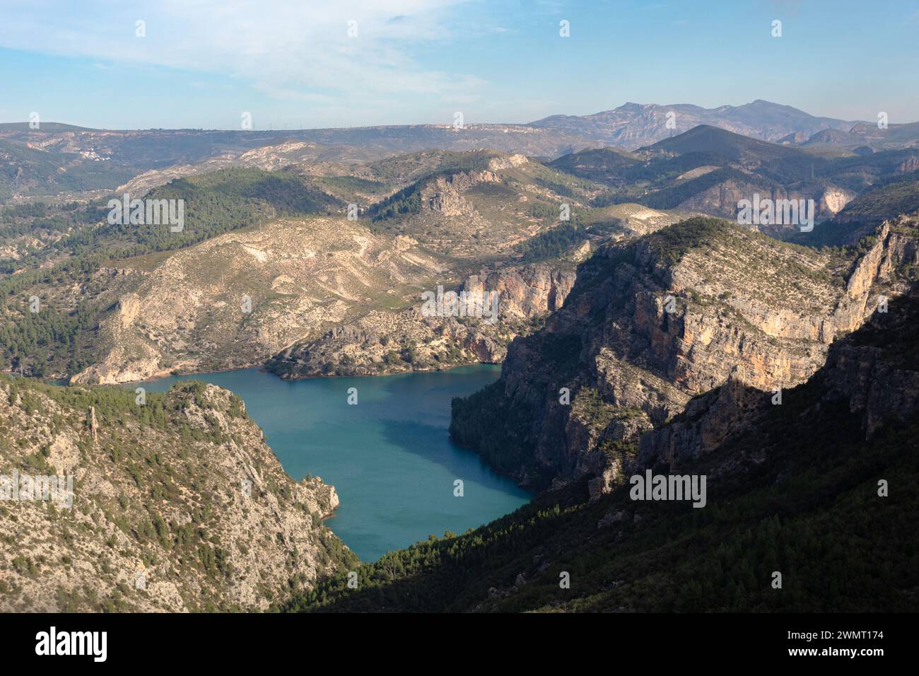 View of the Cortes de Pallas II reservoir. Valencia - Spain Stock Photo