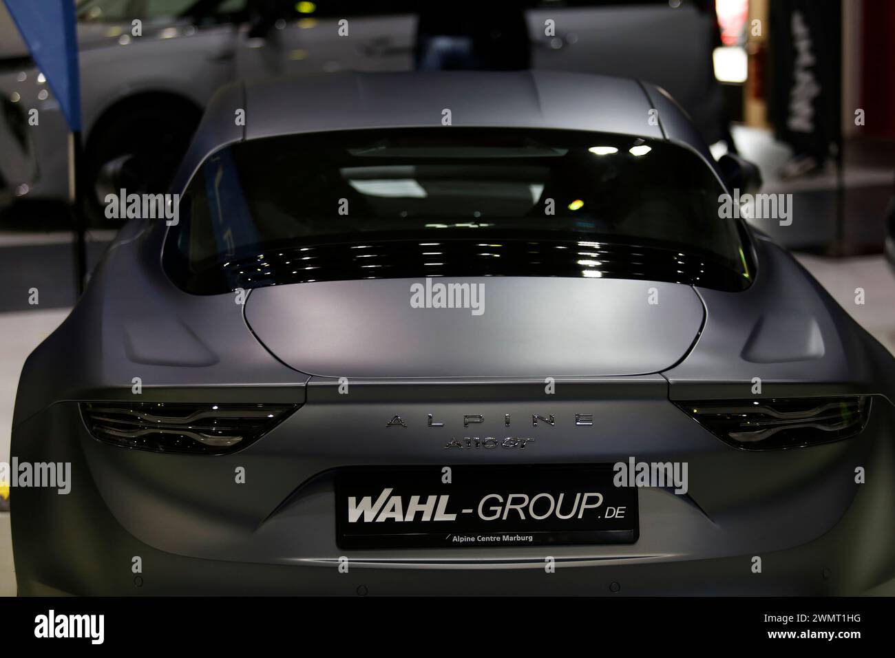 Giessen, Germany. 25th Feb, 2024. Alipine A110 seen during automobile Exhibition in Giessen Hessenhallen. (Photo by Mohammad Javad Abjoushak/SOPA Images/Sipa USA) Credit: Sipa USA/Alamy Live News Stock Photo
