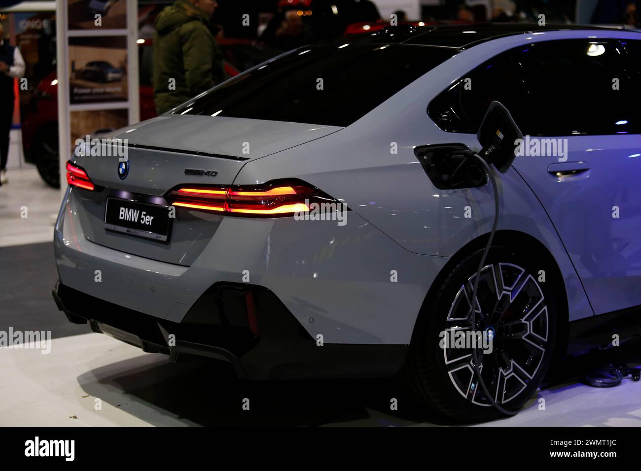 Giessen, Germany. 25th Feb, 2024. BMW i5 seen during automobile Exhibition in Giessen Hessenhallen. (Credit Image: © Mohammad Javad Abjoushak/SOPA Images via ZUMA Press Wire) EDITORIAL USAGE ONLY! Not for Commercial USAGE! Stock Photo