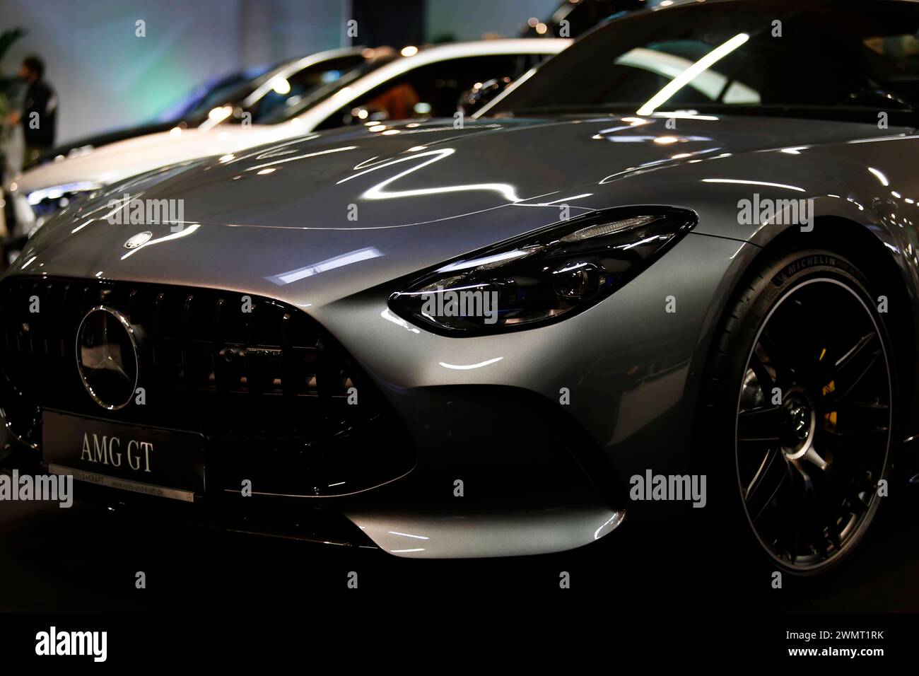 Giessen, Germany. 25th Feb, 2024. Mercedes Benz AMG GT63 seen during automobile Exhibition in Giessen Hessenhallen. (Credit Image: © Mohammad Javad Abjoushak/SOPA Images via ZUMA Press Wire) EDITORIAL USAGE ONLY! Not for Commercial USAGE! Stock Photo