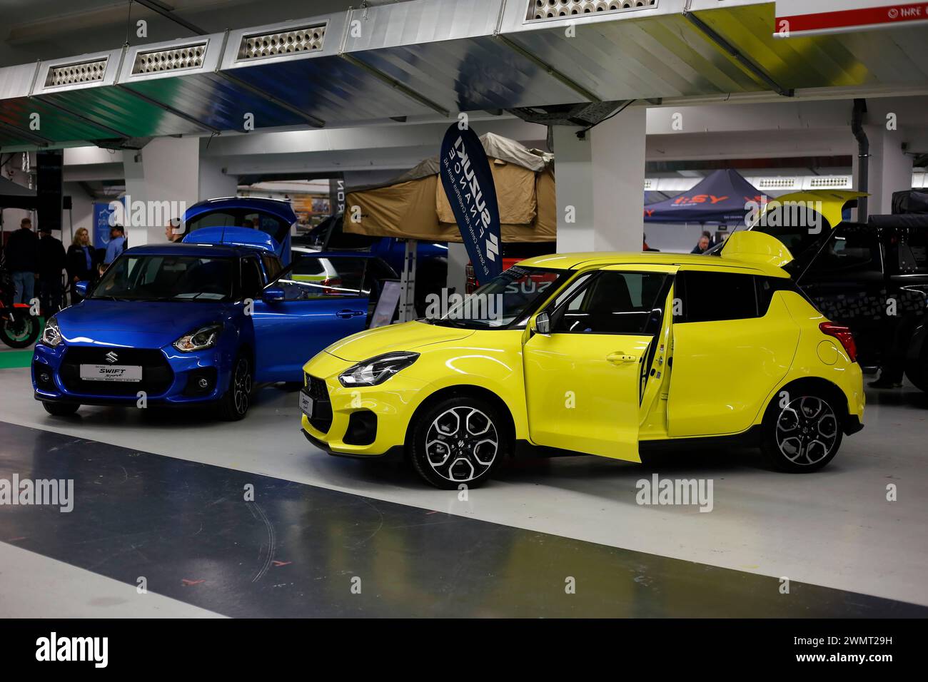 Giessen, Germany. 25th Feb, 2024. Suzuki cars seen during automobile Exhibition in Giessen Hessenhallen. (Credit Image: © Mohammad Javad Abjoushak/SOPA Images via ZUMA Press Wire) EDITORIAL USAGE ONLY! Not for Commercial USAGE! Stock Photo
