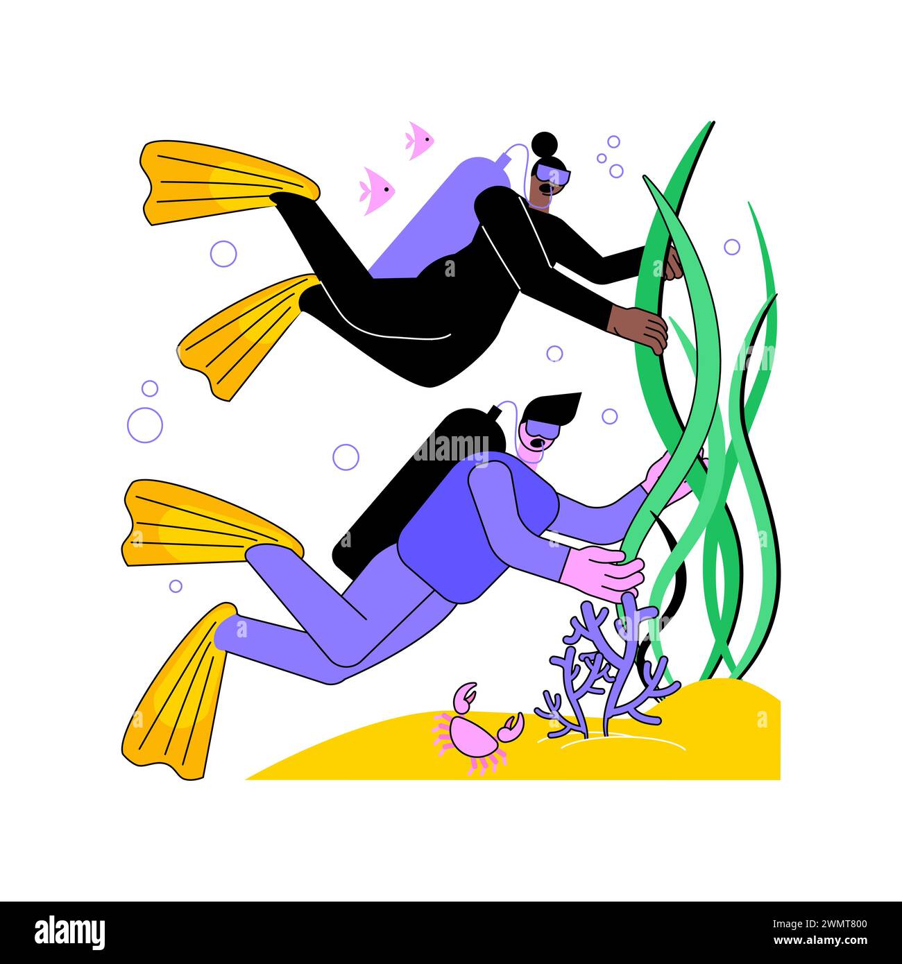 Open water diving course isolated cartoon vector illustrations