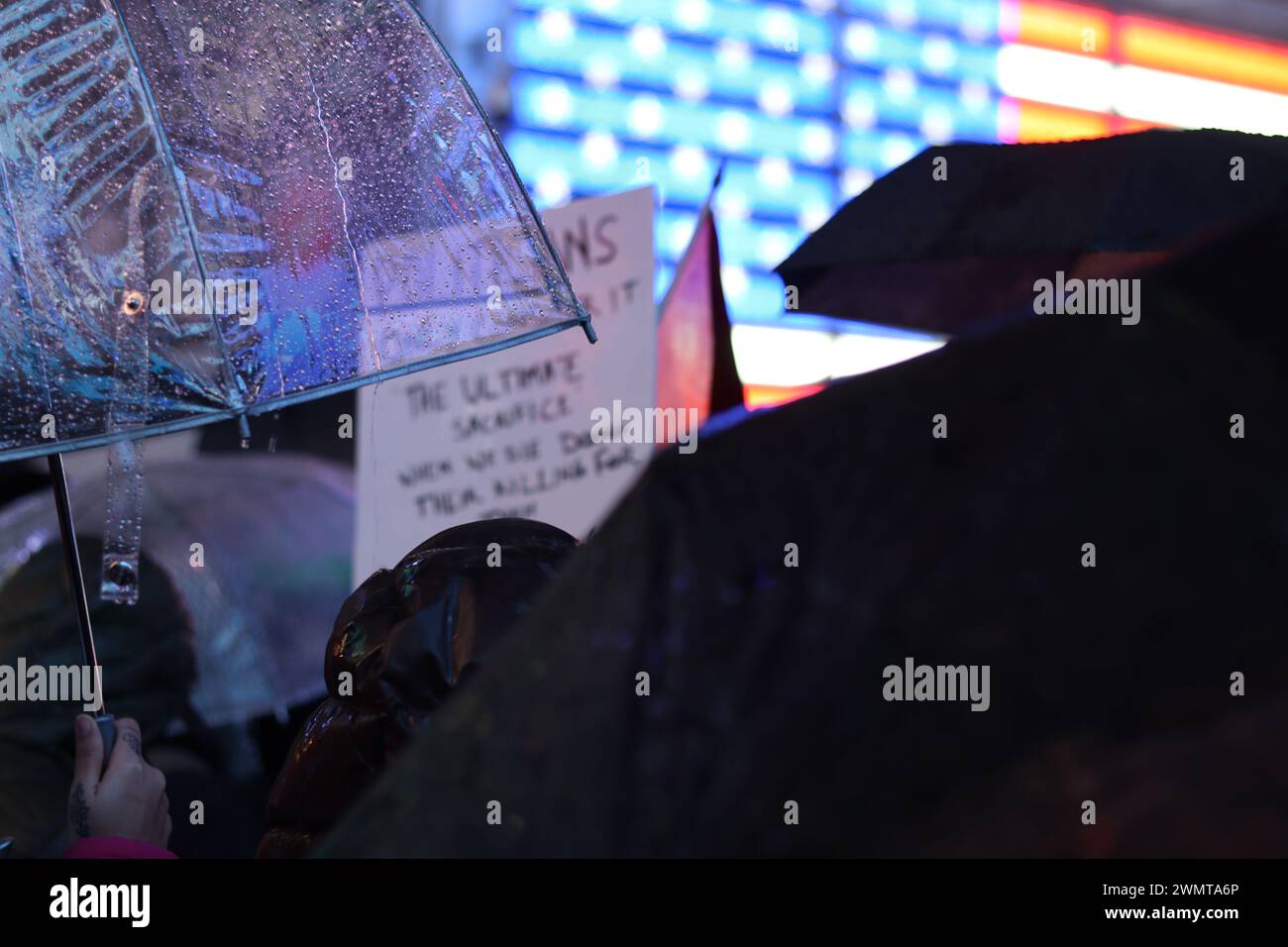 Vigil for Aaron Bushnell at US Armed Forces recruitment station in Times Square. New York City, United States, 27 Feb 2024 Robert Balli / Alamy Live News Stock Photo