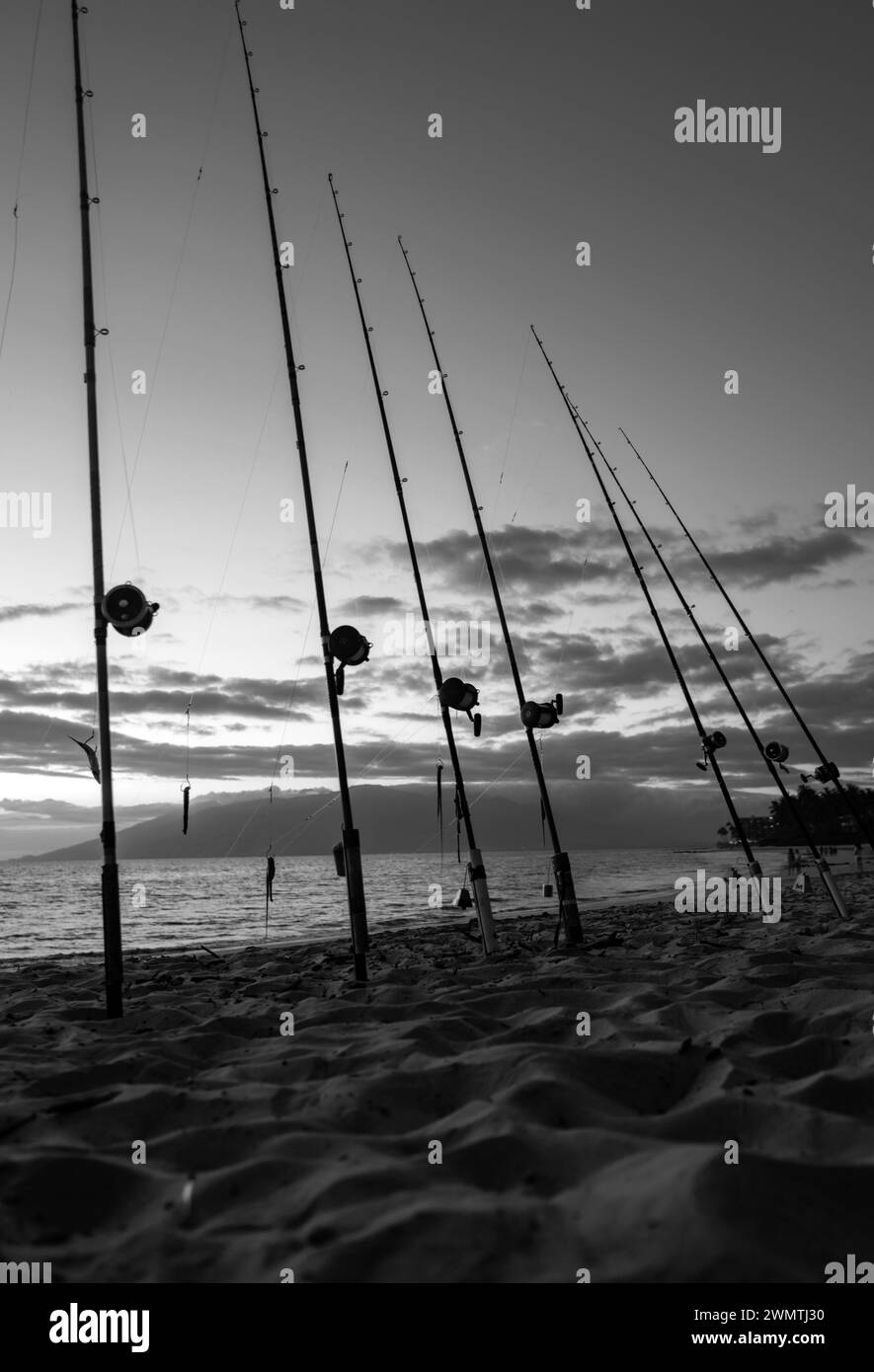 Fishing rod in rod holder Black and White Stock Photos & Images - Alamy
