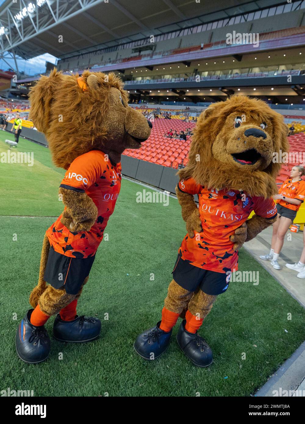 Brisbane, Australia. 23rd Feb 2024. Mascots entertain the crowd before