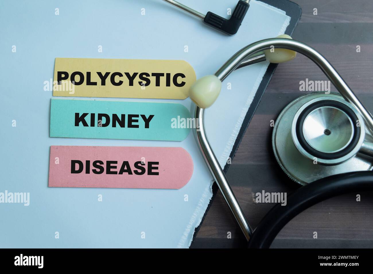 Concept of Polycystic Kidney Disease write on sticky notes with