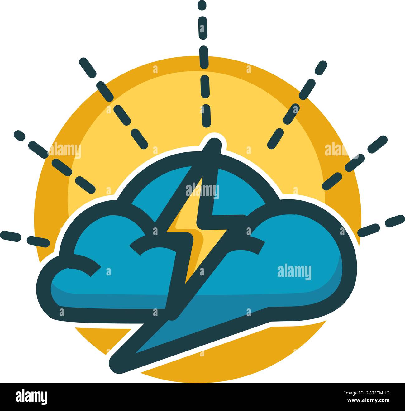 Logo for creative ideas with sun, cloud and flash Stock Vector