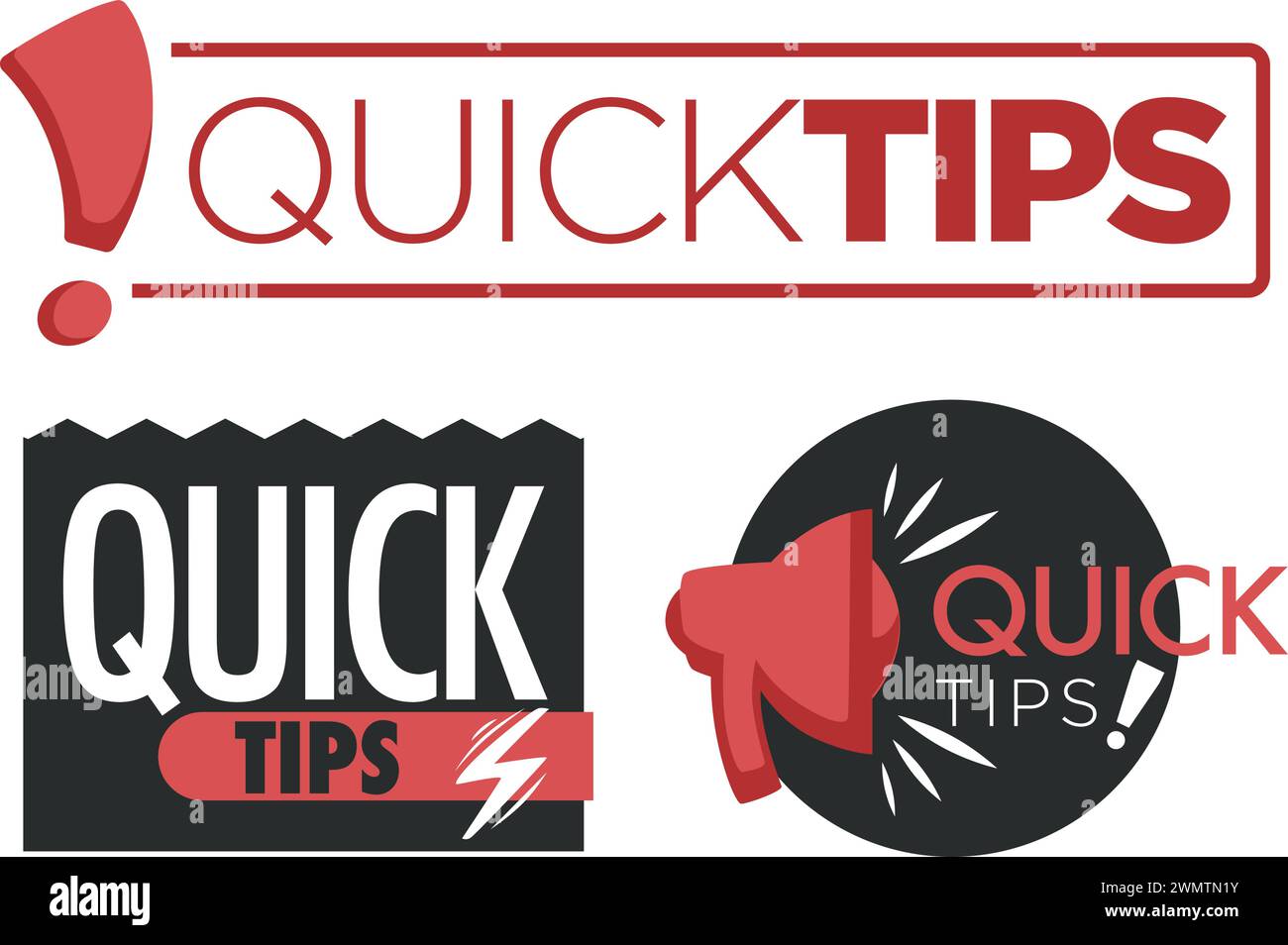 Suggestion, trick and solutions advice, quick tips Stock Vector