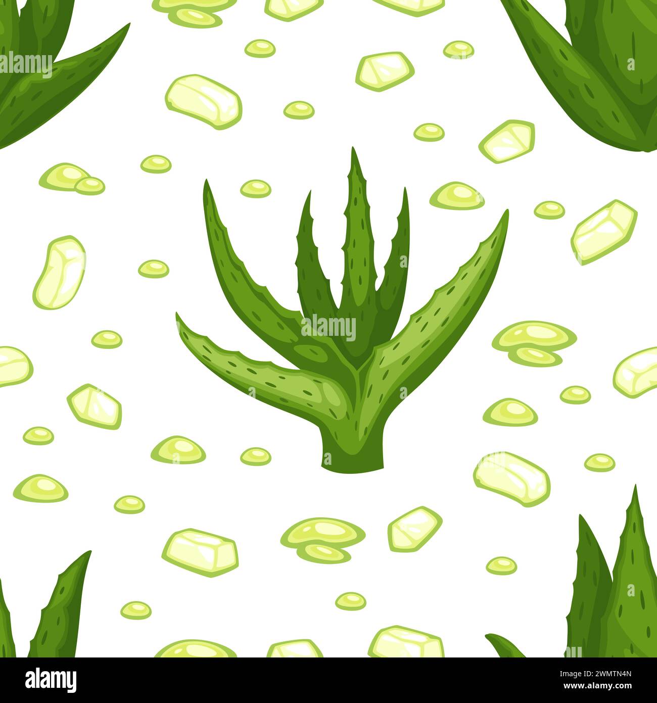 Aloe vera plant, leaves seamless pattern print Stock Vector