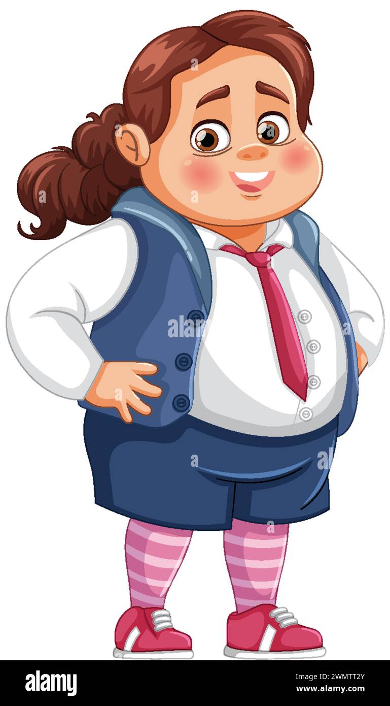 Cheerful young girl in school uniform smiling Stock Vector Image & Art ...