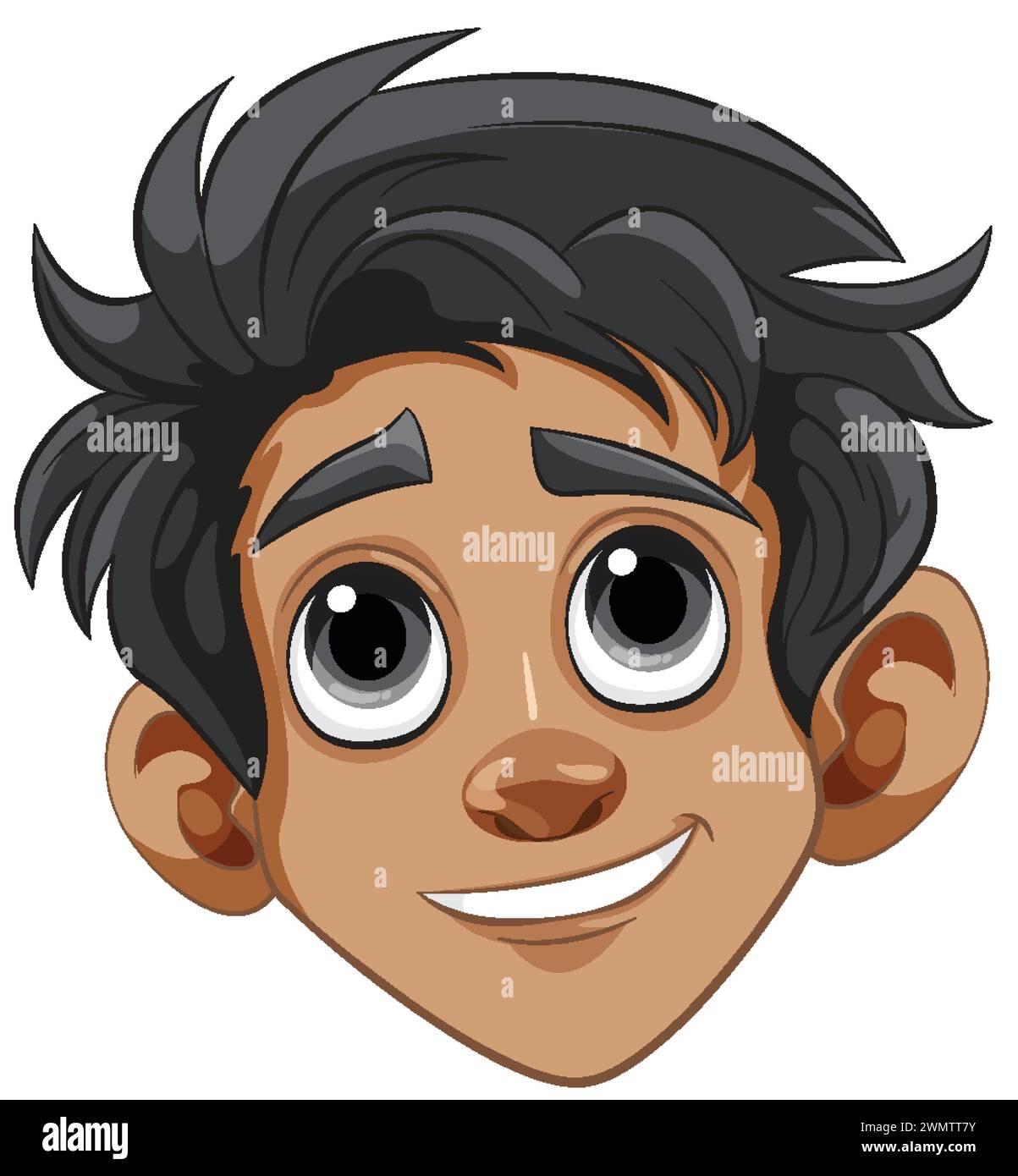 Vector illustration of a happy, young boy smiling Stock Vector Image ...