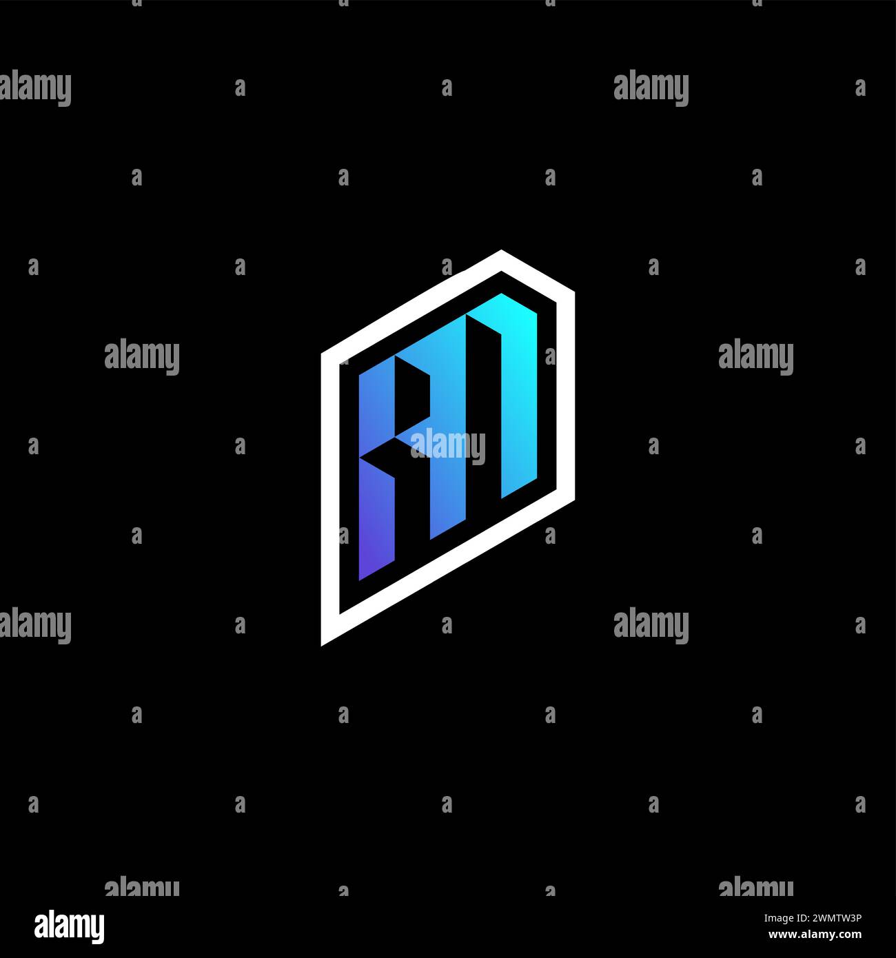 AN initial gradient blue gaming concept ideas for esport team, twitch and streamer Stock Vector