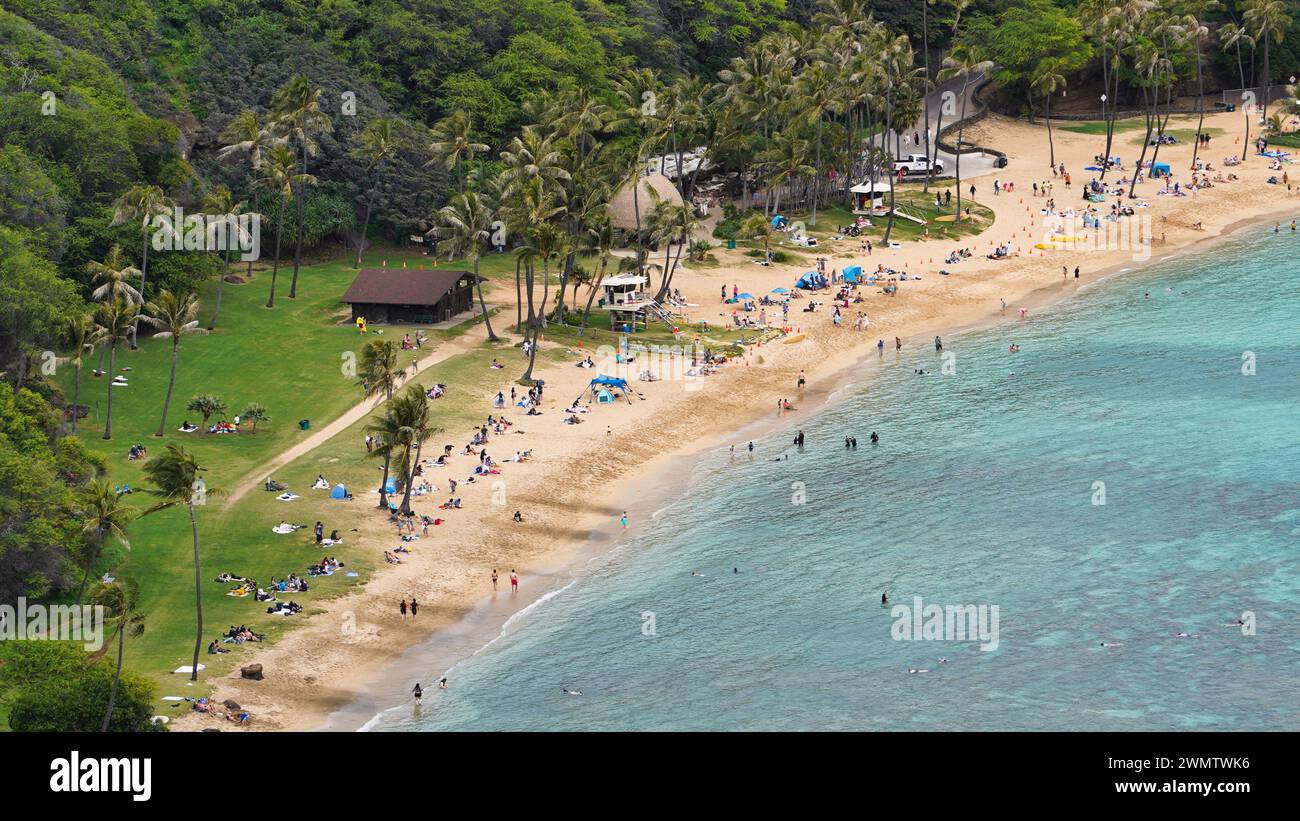 Oahu Hawaii Beach Hanauma Bay Stock Photo