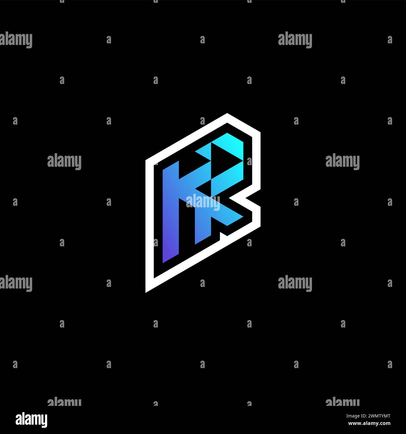 KZ initial gradient blue gaming concept ideas for esport team, twitch and streamer Stock Vector