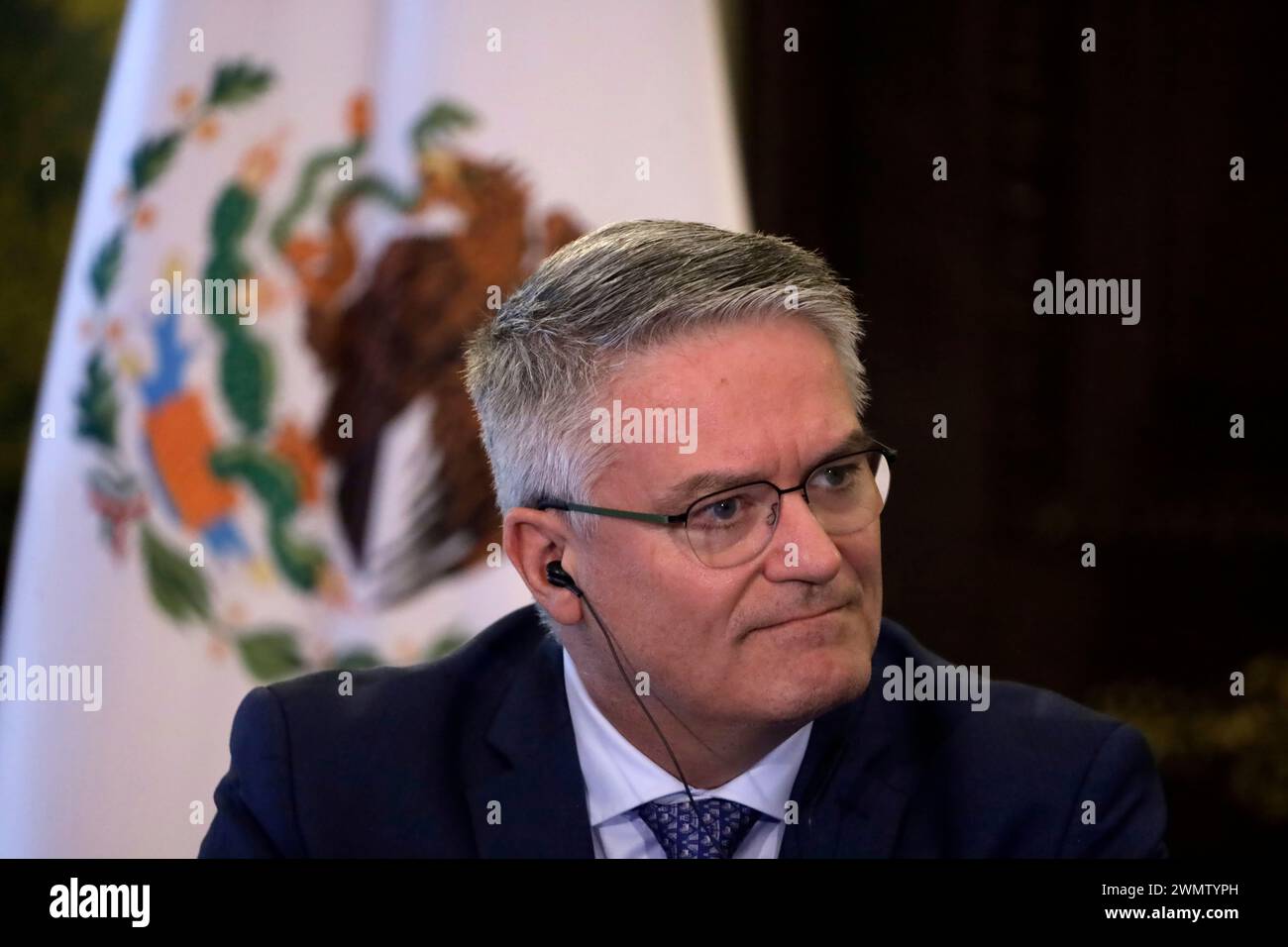 Mexico City, Mexico. 27th Feb, 2024. The Secretary General of the Organization for Economic Cooperation and Development,Â Mathias Cormann, at the presentation of the OECD Economic Surveys Mexico at the National Palace in Mexico City. on February 27, 2024 in Mexico City, Mexico (Credit Image: © Luis Barron/eyepix via ZUMA Press Wire) EDITORIAL USAGE ONLY! Not for Commercial USAGE! Stock Photo