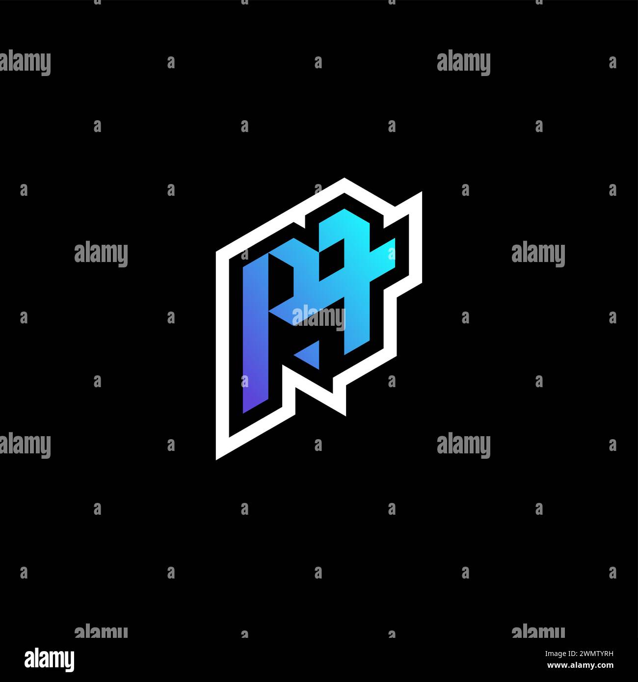 PA initial gradient blue gaming concept ideas for esport team, twitch and streamer Stock Vector