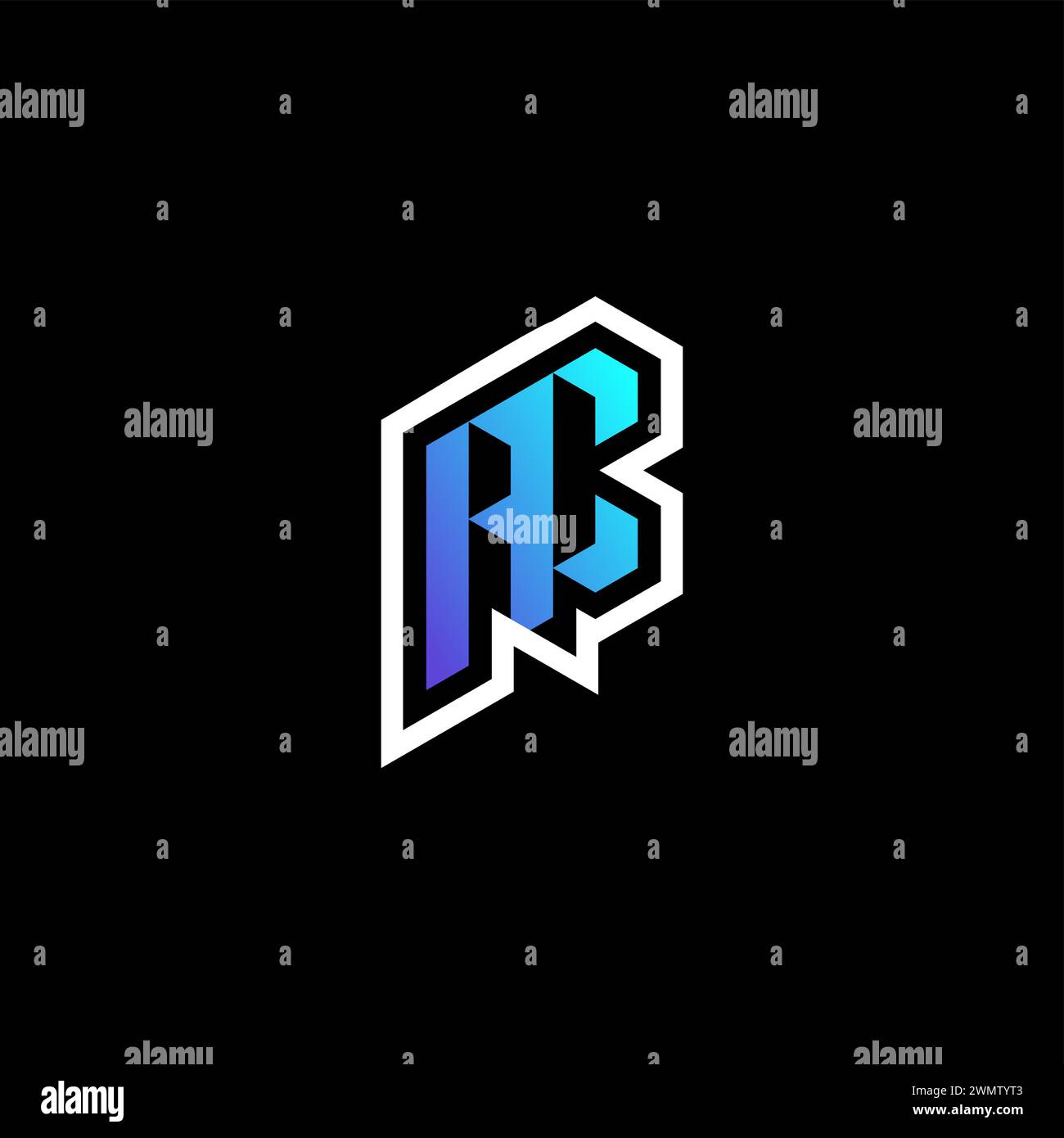 PC initial gradient blue gaming concept ideas for esport team, twitch ...