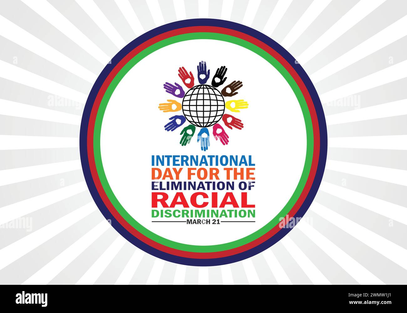 International Day for The Elimination of Racial Discrimination. Holiday concept. Template for background, banner, card, poster with text inscription Stock Vector