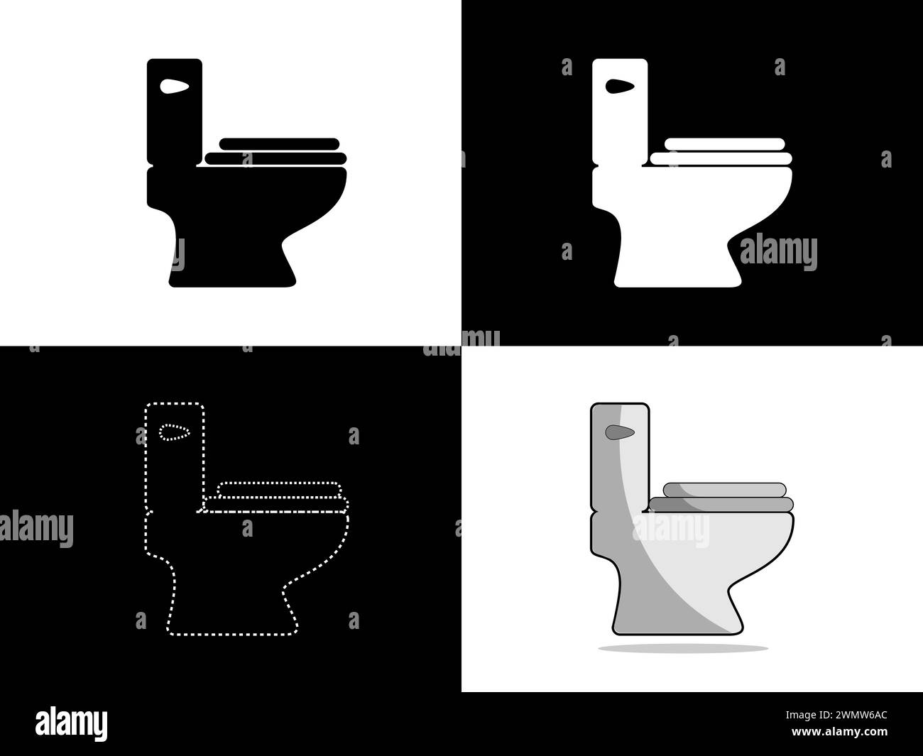 Art illustration design icon logo with silhouette concept symbol of toilet wc closet Stock Vector