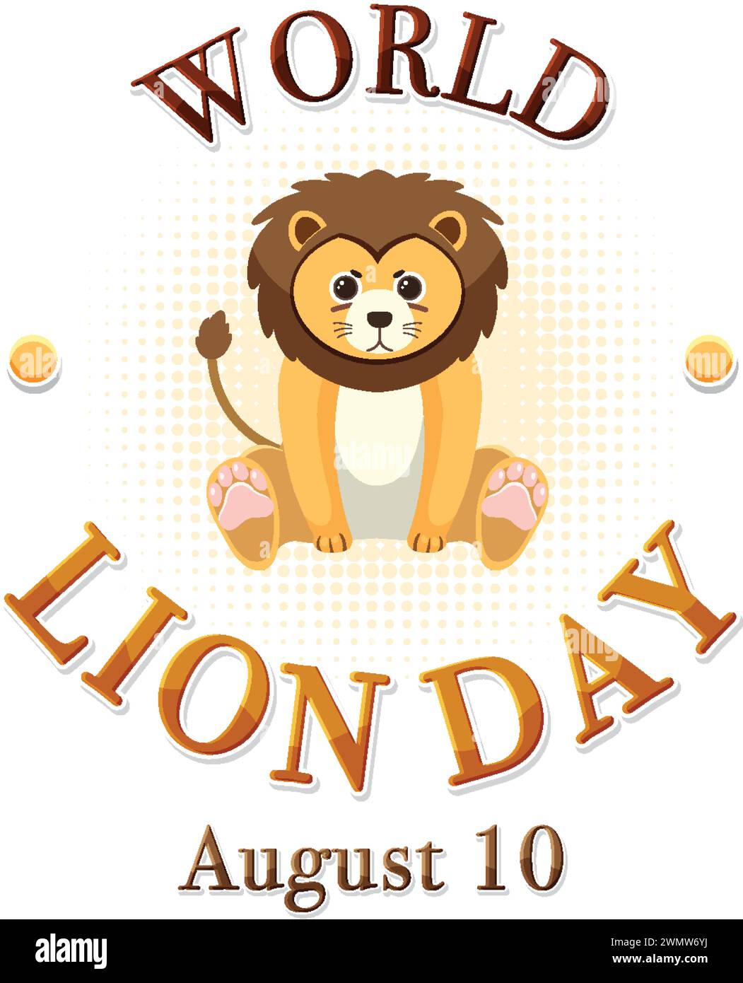 Cute cartoon lion celebrates World Lion Day Stock Vector Image & Art ...