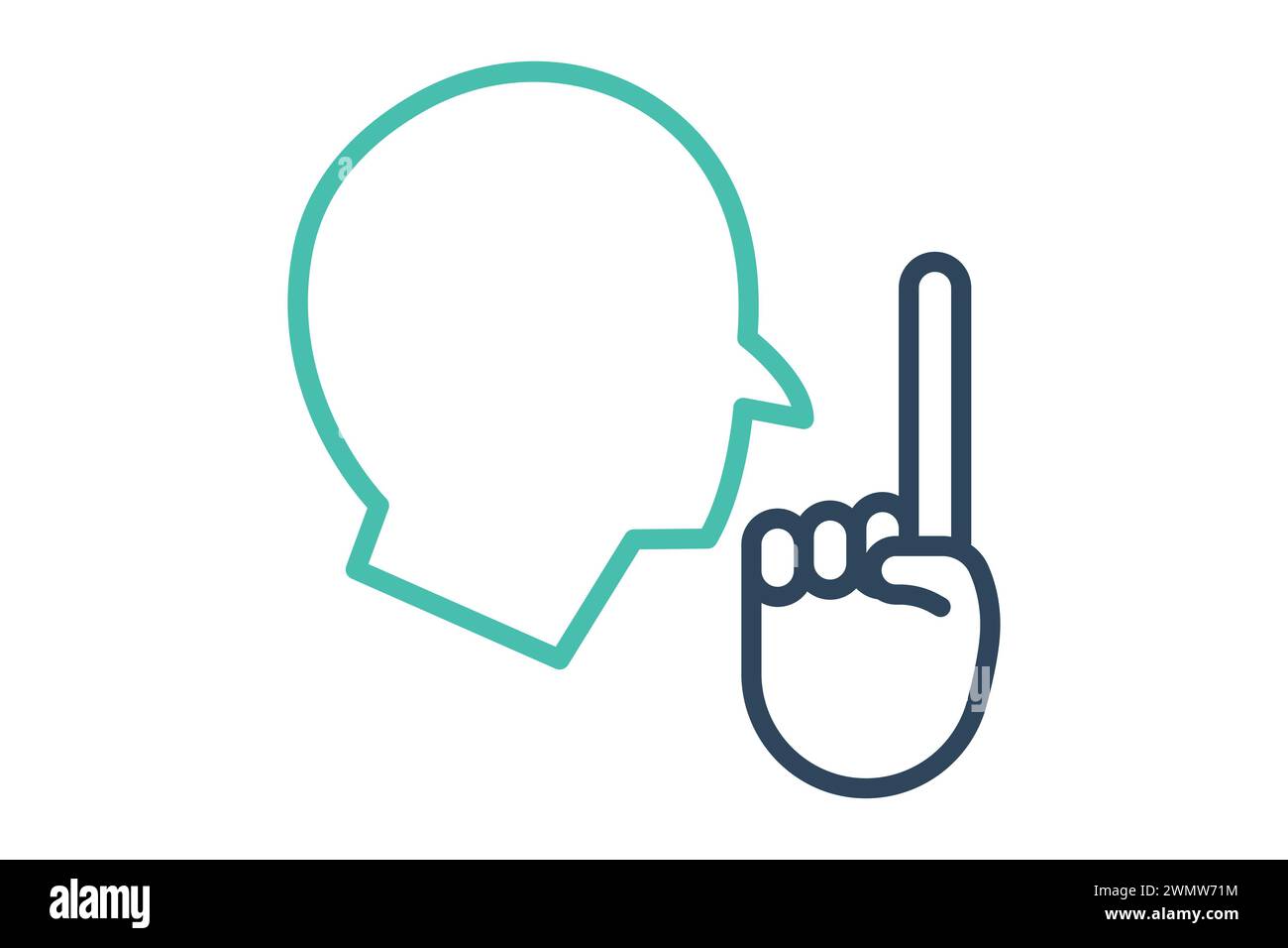 silence sign language. Silent Shh sign in with diverse hands, conveying quietness. line icon style. element illustration Stock Vector