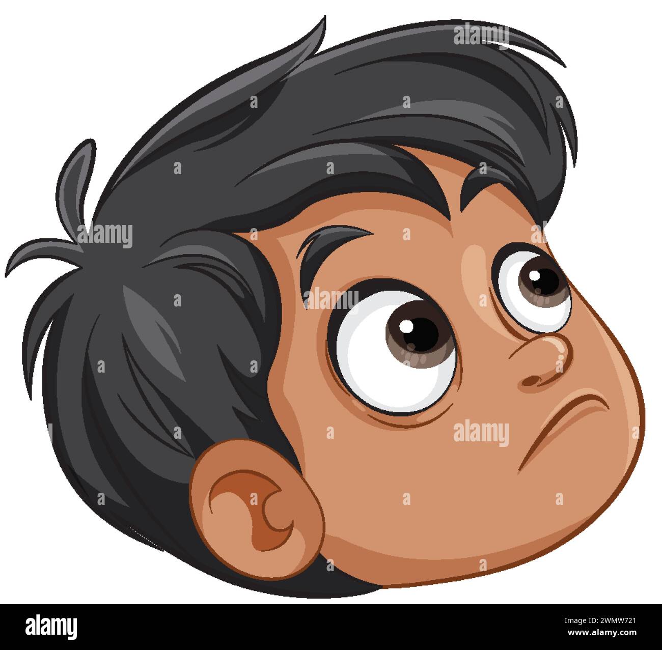 Vector illustration of a thoughtful young boy Stock Vector Image & Art ...