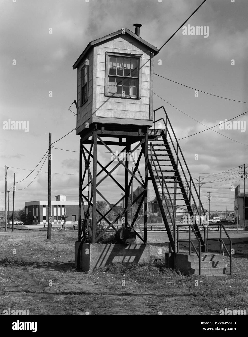 Illinois central Railroad Yardmaster Tower. View to North - Dubuque Commercial & industrial Buildings Stock Photo