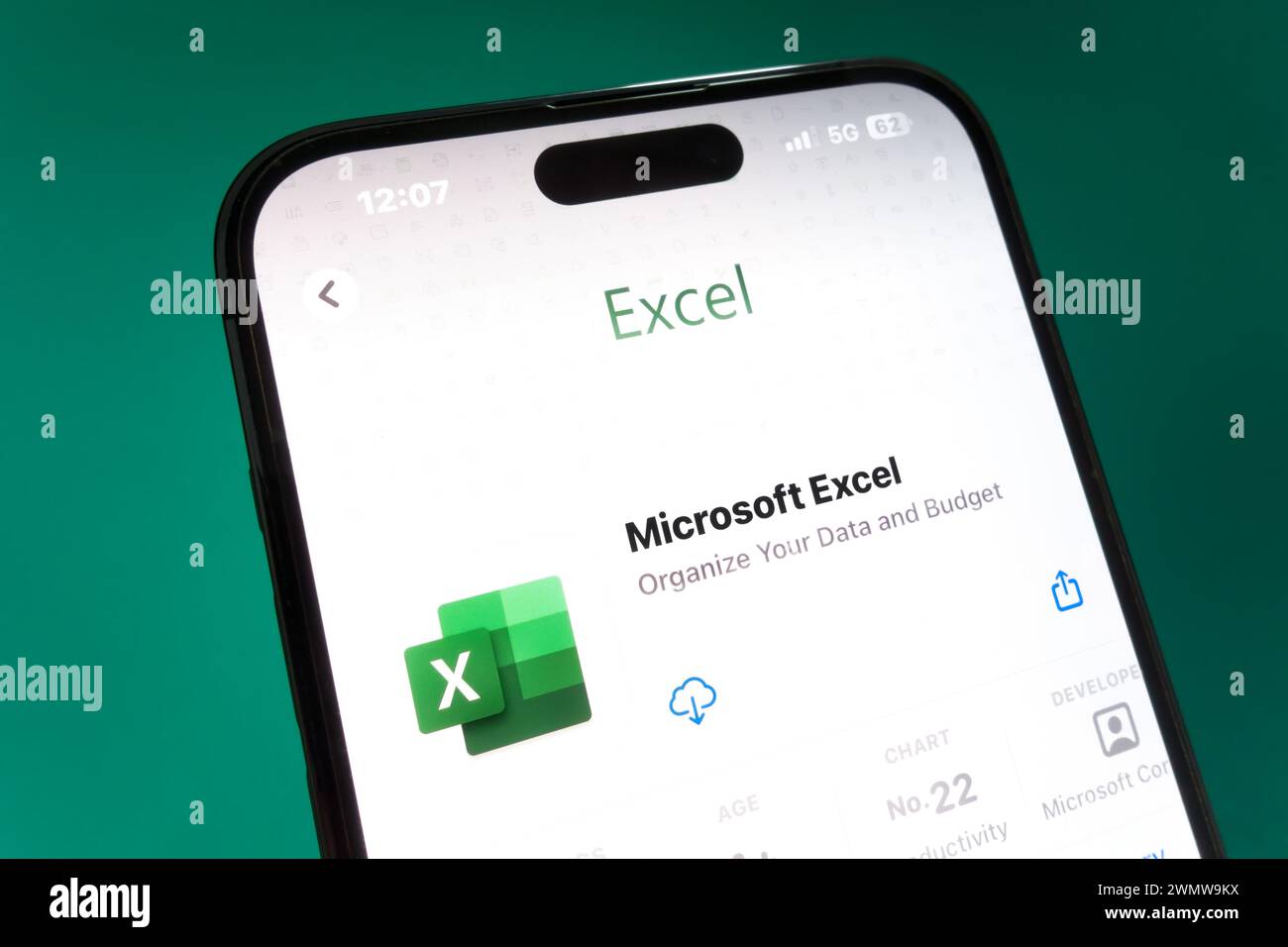 Nanning, China - Feb 26, 2024. Microsoft Excel app on a smartphone. Microsoft Excel is a spreadsheet editor developed by Microsoft. Stock Photo