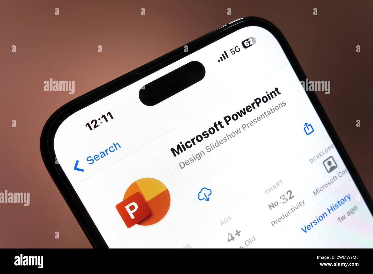 Nanning, China - Feb 26, 2024. Microsoft Powerpoint app on a smartphone. Microsoft PowerPoint is a presentation program developed by Microsoft. Stock Photo