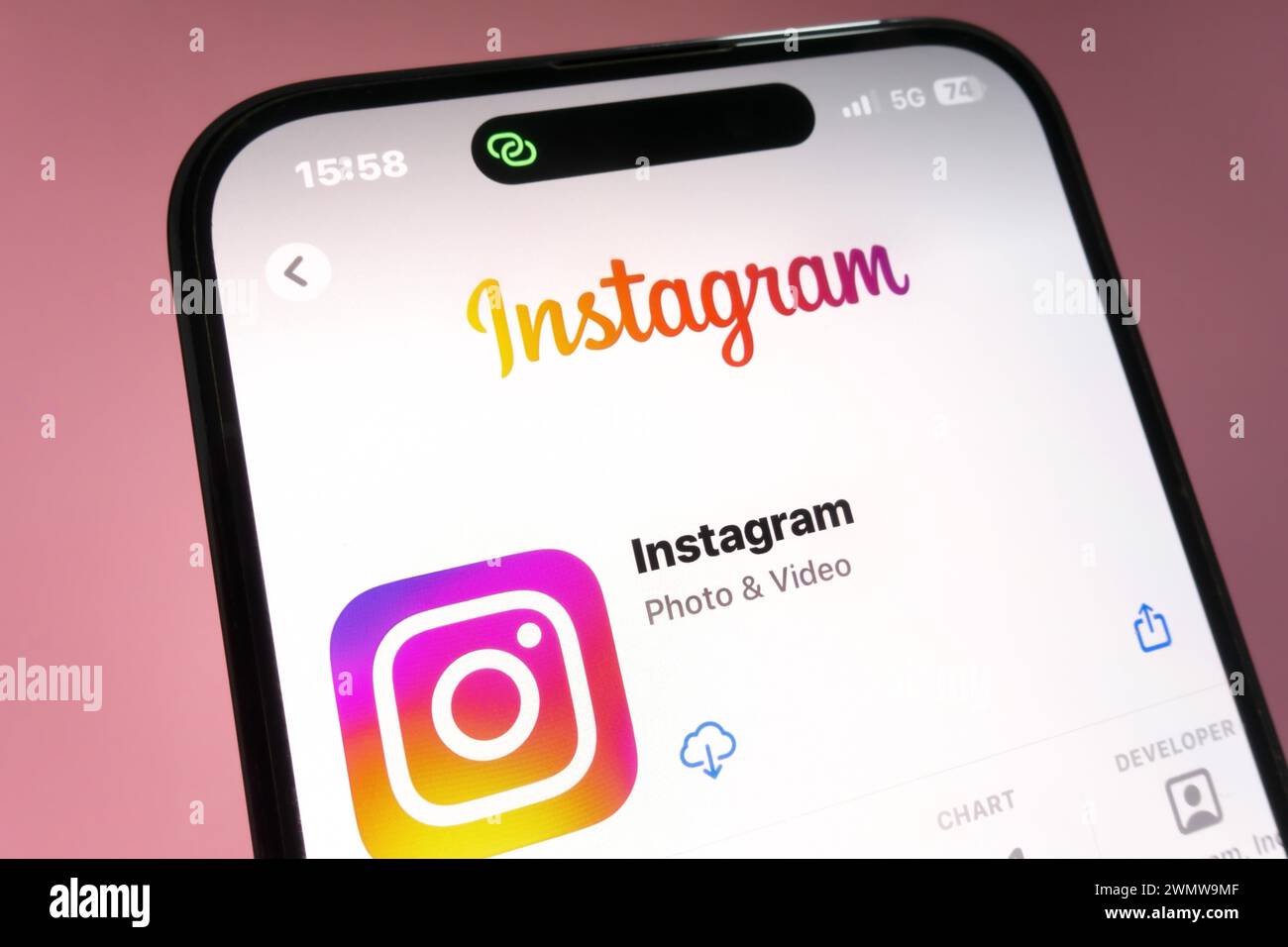 Nanning, China - Feb 26, 2024. Instagram app on a smartphone. Instagram is an photo and video sharing social networking service owned by Meta Platform Stock Photo