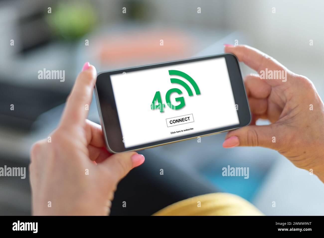 Smartphone screen displaying a 4g network concept Stock Photo - Alamy