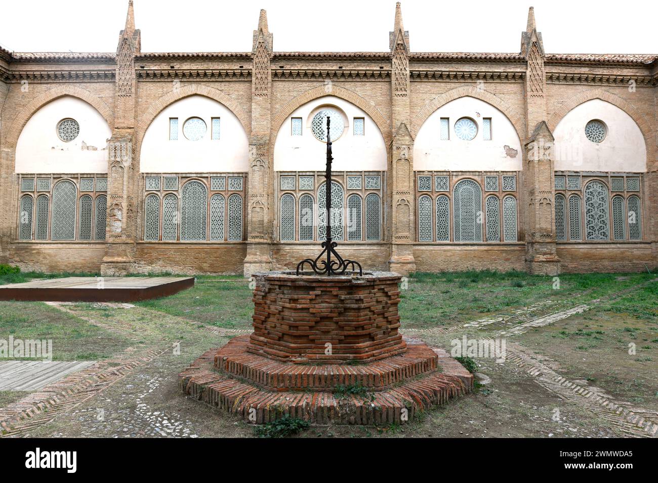 Mudejar cloister of Seo de Nuestra Señora de la Huerta (16th century). Tarazona, Zaragoza, Aragon, Spain. Stock Photo