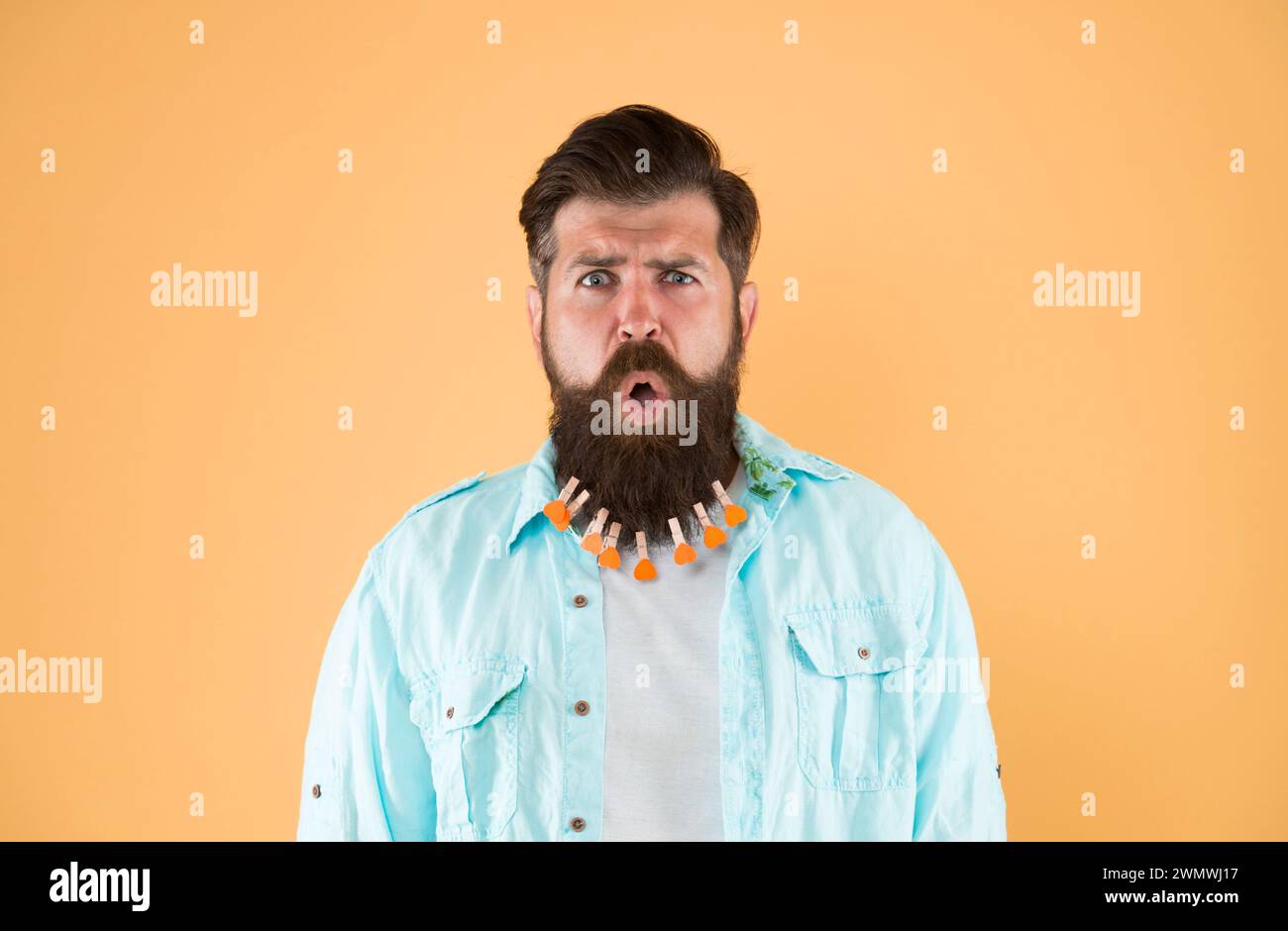 Unbelievable face expression. Male bearded face close up. Handsome face ...