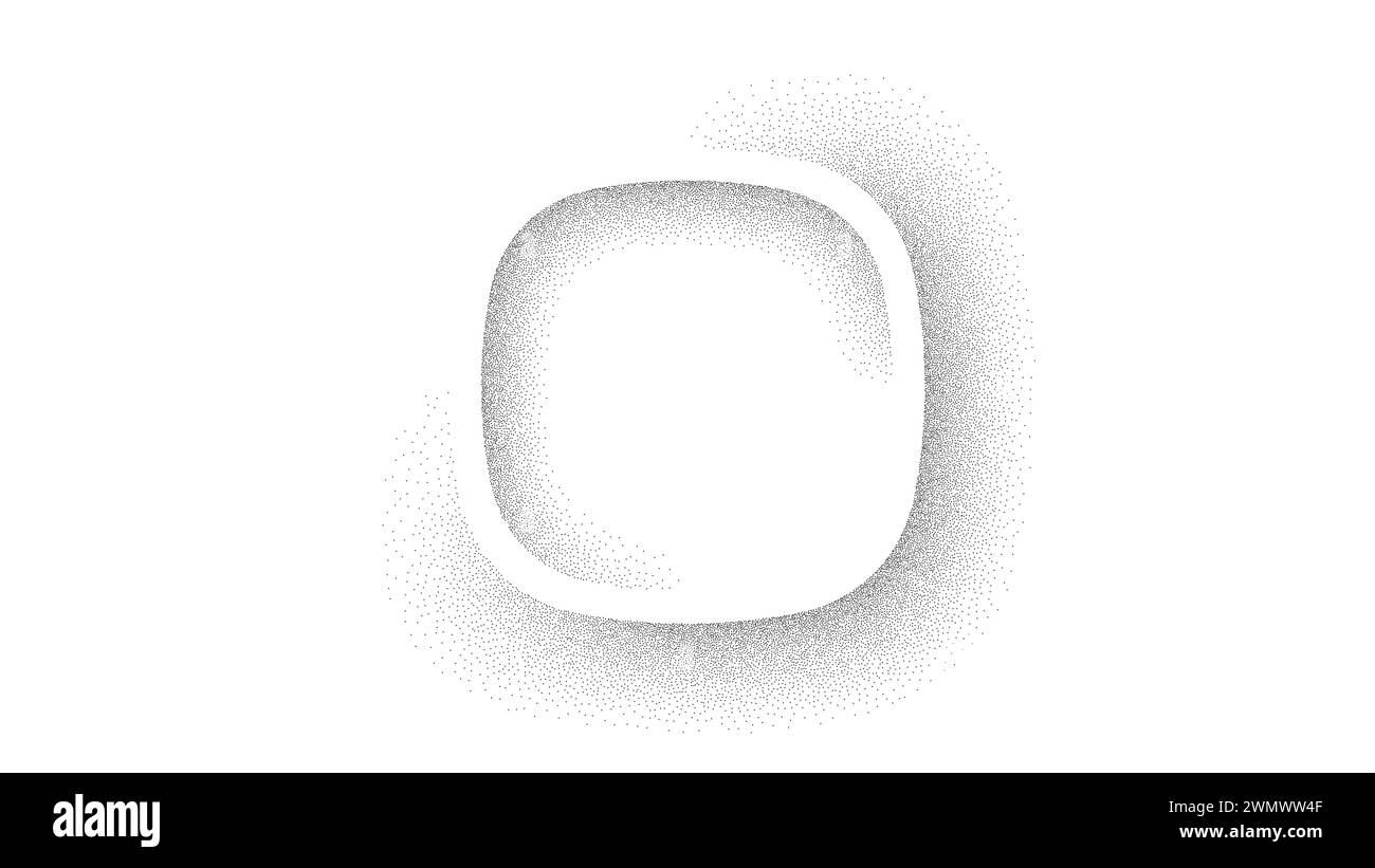 Black noise stipple dots round button. Dotted pattern background. Sand grain effect. Vector Stock Vector