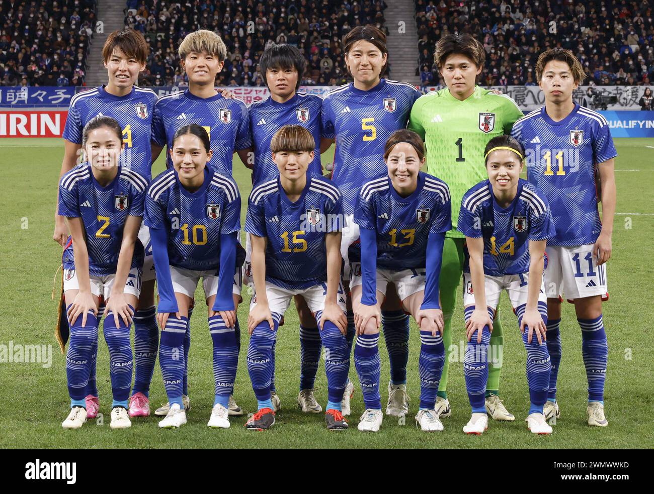Japan's starting XI pose for a team photo ahead of a Paris Olympic